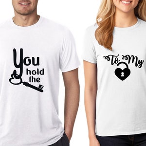 Key to my heart couples matching shirts/ Cute matching love tshirt/ Fun couple tshirt set/His and Hers lock and key to my heart tshirt set