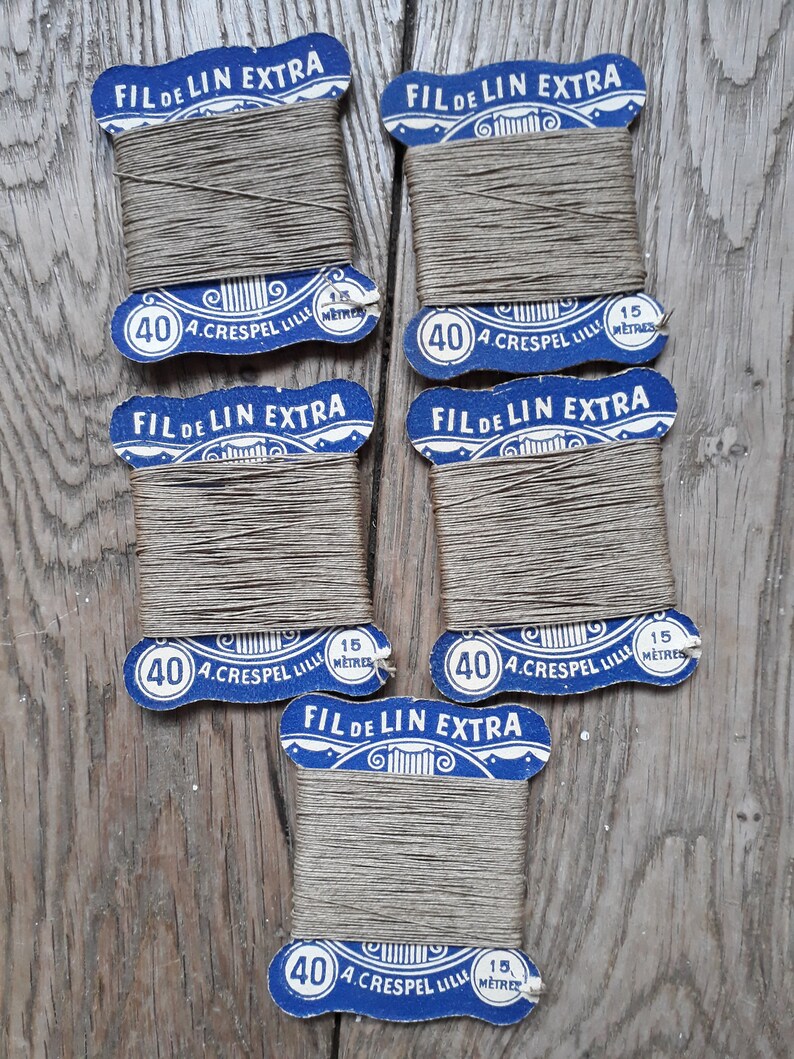 Vintage Skeins of French Linen Thread 50 Meters Aqua Blue in Color