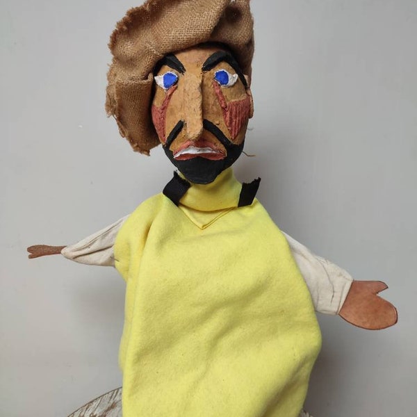 Marionnette en papier mâché à suspendre, curiosité, jouets vintage décoratif