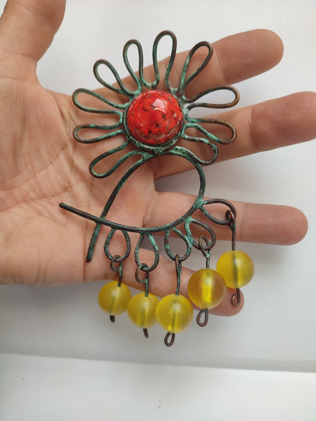 Broche Vintage Fleur En Plaqué Argent Avec Améthyste | Bijou Ancien Occasion