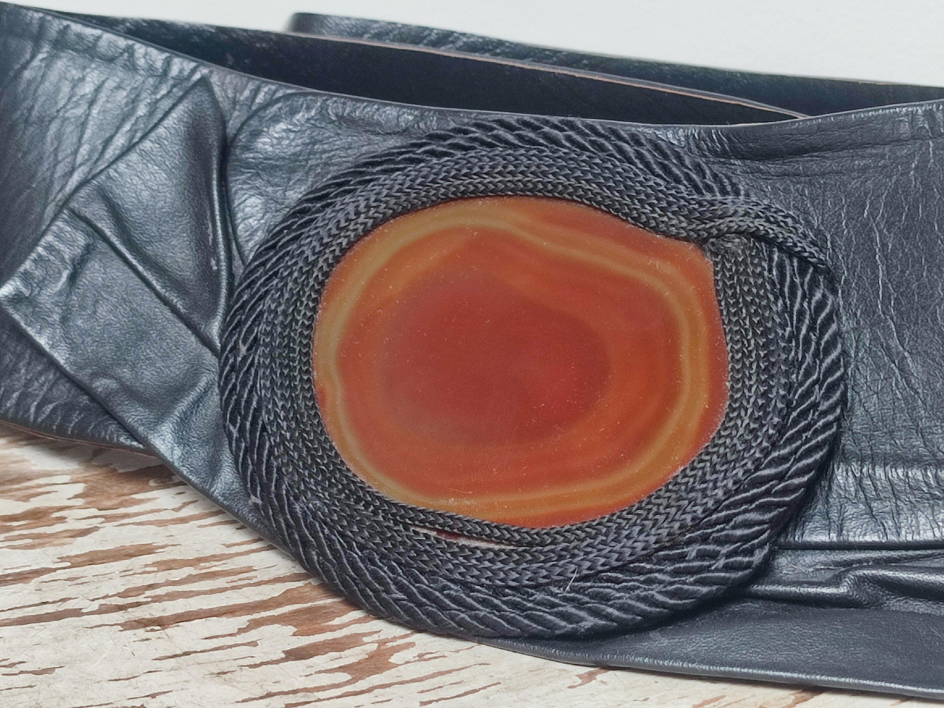 Agate Stone Statement Belt Buckle with Black Leather Strap Shyanne Women main image 2