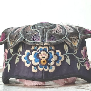 Chinese Child coif, embroidered ceremonial Asian hat