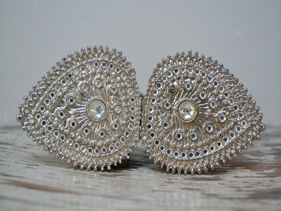 Belt buckle for dress or evening coat, rhinestones