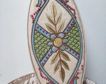 Antique chocolate or sweet box embroidered on silk