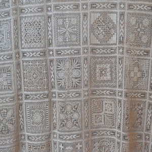 Antique lace panel, rare religious needlework, for collector or reference, 1867, OOAK