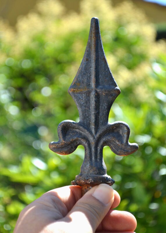 Fleur de Lys Originale, Décoration en Métal, Pour Grilles, Jardin, Vintage, France