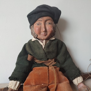 Antique French terra-cotta puppet, Napoleon 3 era