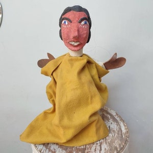 Paper mache and felt puppet for strange decoration