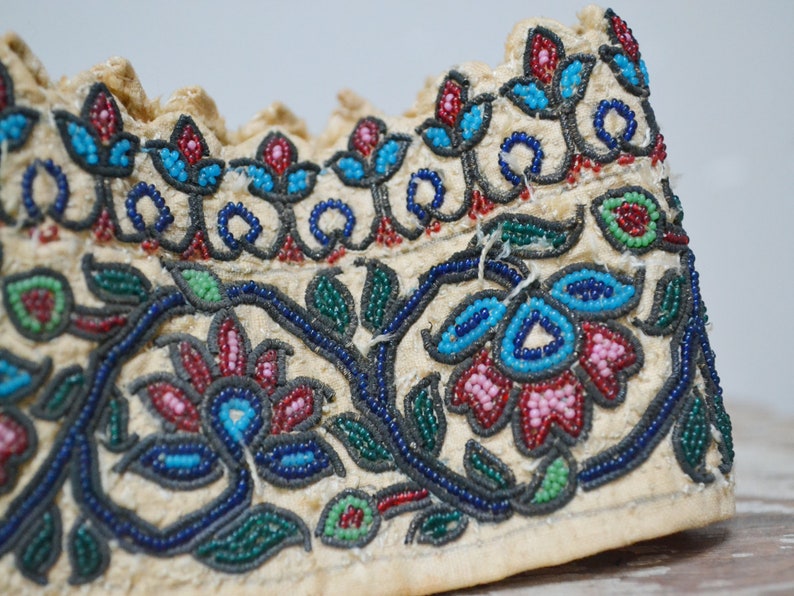 Beaded Floral Applique 20s Hand Embroidery Antique Etsy