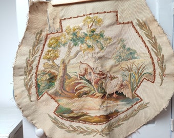 French dog and swan tapestry for project