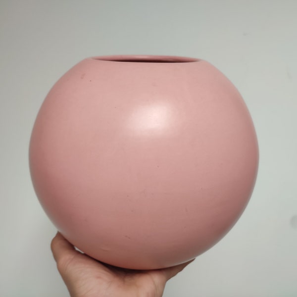 Vase boule en céramique rose pastel Saint-Clément