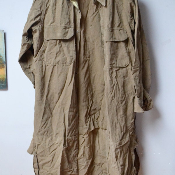 Chemise militaire Américaine d'officier 1940/50 en laine, veste grunge kaki unisexe vintage