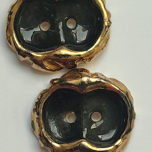 Large black and gold ceramic buttons, 50s French haberdashery