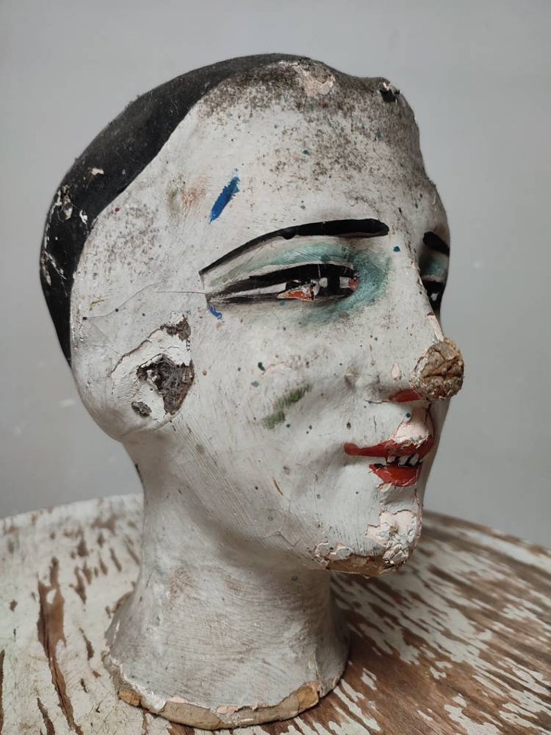 Antique 20s Head Woman Paper Mâché Head Curiosity Etsy