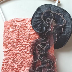 80s strapless dress, salmon pink and black mini summer top/dress