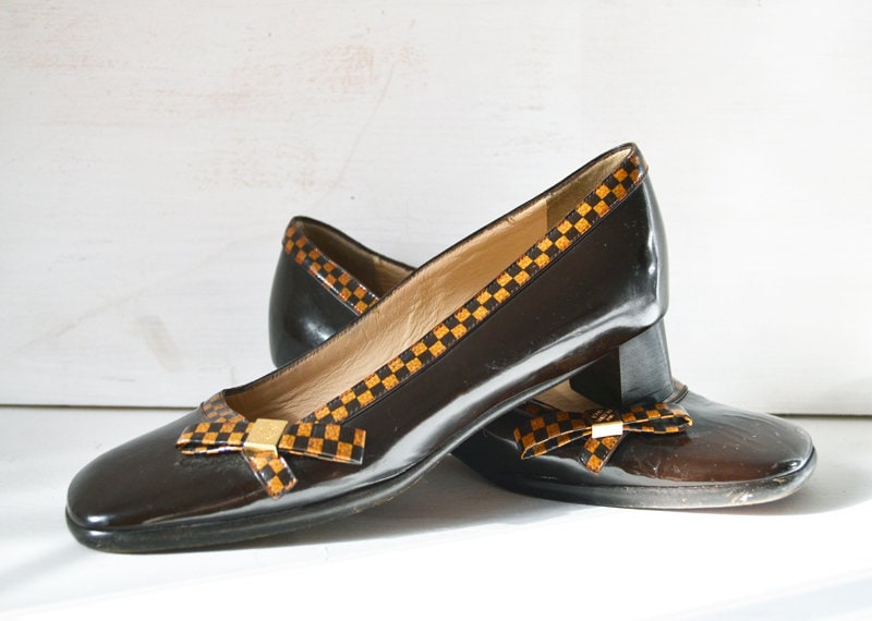 Louis Vuitton Flat Shoes 36 Eur Vintage France Brown Patent Original 80s Etsy