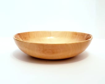 Handcrafted Hard Maple Wooden Bowl: Soft Grained Caramel Wood