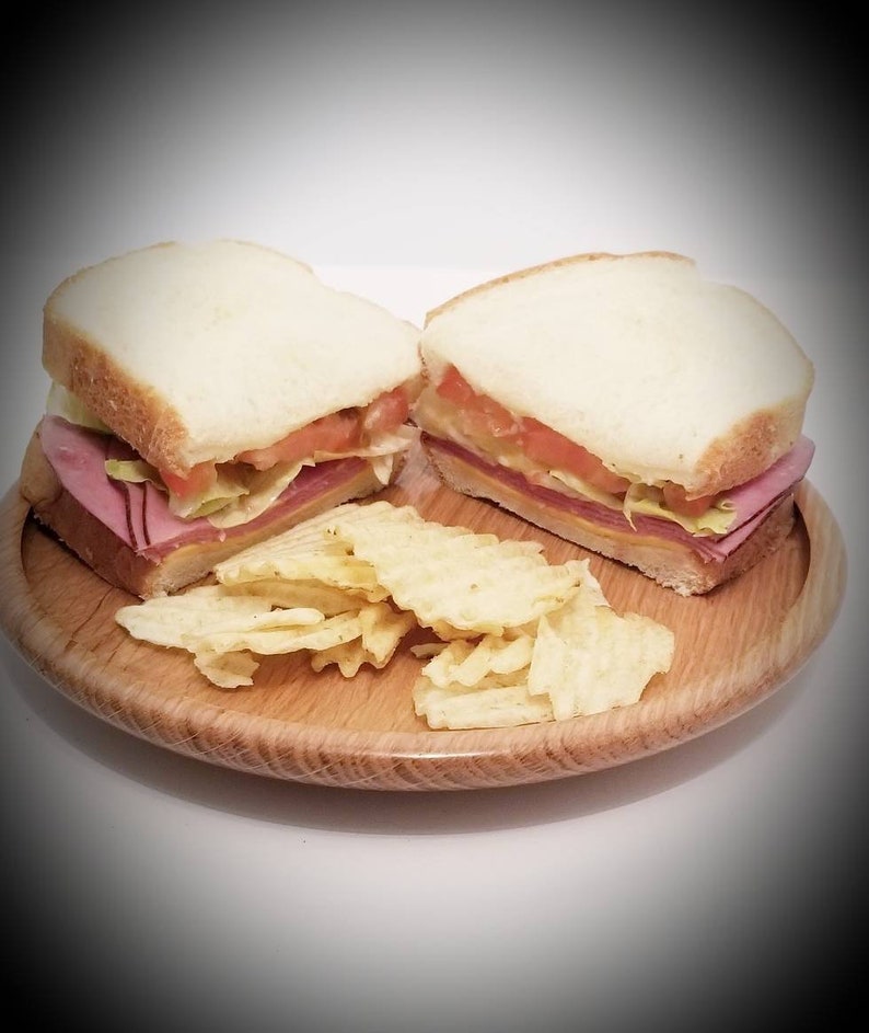 Oak Handcrafted Sandwich plates set of 4 Etsy