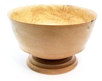 Handcrafted Sycamore Wood Pedestal Dish