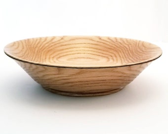 Handmade Pin Oak Wood Serving Bowl.