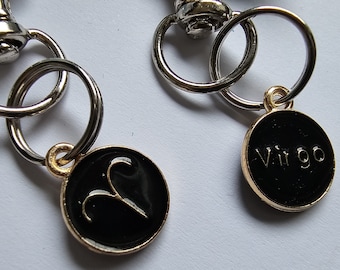 star sign key/bag charm black/white