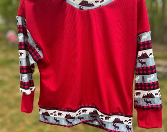 2t animal plaid Christmas long sleeve shirt