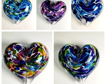Glass Hearts Paperweights