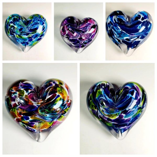 Glass Hearts Paperweights