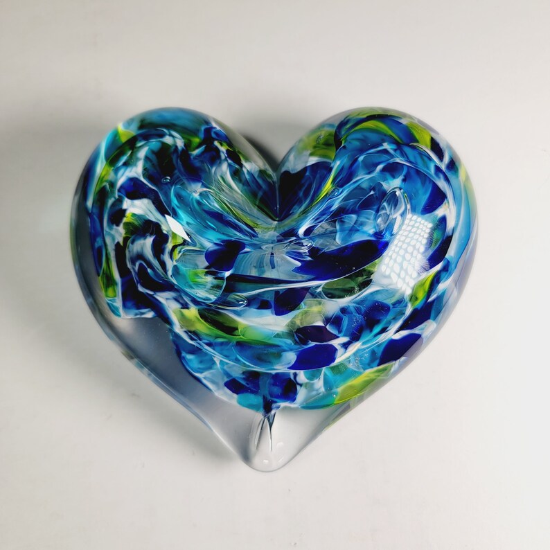 Glass Hearts Paperweights Etsy