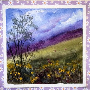 Alberi invernali Paesaggio Paesaggio Vacanza Acquerello originale Dipinto a mano (non una stampa) Paesaggio Dipinto Carta 6 pollici
