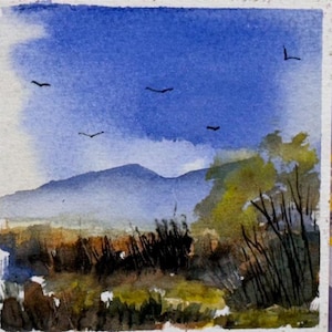Landschaft Original Aquarell Malerei Karte (kein Druck) Handgemalte handgemachte 5 Quadratzoll