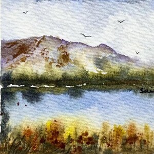 Paesaggio Dipinto ad acquerello originale Carta (non una stampa) Dipinto a mano Fatto a mano 5 pollici