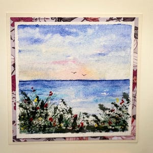 Paesaggio Rifiuti Arte Artigianato Locale Unico Natura Fiore Originale Acquerello Dipinto Carta (non una stampa) Dipinto a mano Fatto a mano 5 pollici quadrati