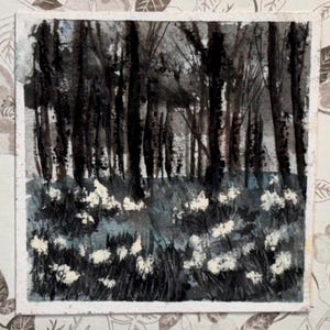 Paesaggio Rifiuti Arte Artigianato Locale Unico Natura Fiore Originale Acquerello Dipinto Carta (non una stampa) Dipinto a mano Fatto a mano 5 pollici quadrati
