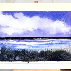 Paisagem, lixo, arte, artesanato, local, único, natureza, flor, pintura em aquarela original, cartão (não é uma impressão) pintado à mão, feito à mão, A6