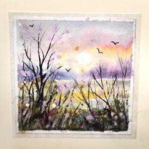 Landschaft Original Aquarell Malerei Karte (kein Druck) Handgemalte handgemachte 5 Quadratzoll