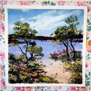 Alberi invernali Paesaggio Paesaggio Vacanza Acquerello originale Dipinto a mano (non una stampa) Paesaggio Dipinto Carta 6 pollici