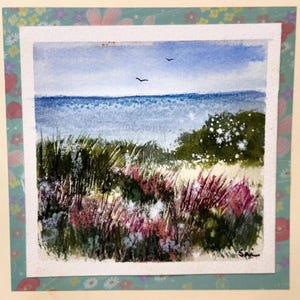 風景オリジナル水彩画カード（印刷ではありません）手描きハンドメイド6インチ