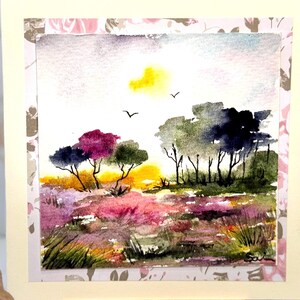 Herbst Landschaft Original Aquarell Malerei Karte (kein Druck) Handgemalte Handmade 6 Zoll