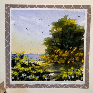 Bellissimi fiori, paesaggio, vacanza, acquerello originale dipinto a mano (non una stampa), carta per pittura di paesaggio, 6 pollici