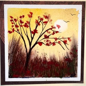 Alberi invernali Paesaggio Paesaggio Vacanza Acquerello originale Dipinto a mano (non una stampa) Paesaggio Dipinto Carta 6 pollici