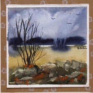 Kaart landschapskaart origineel aquarelschilderij (geen afdruk) Handgeschilderd handgemaakt 6 vierkante inch
