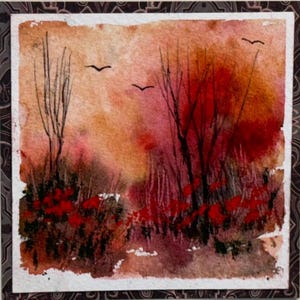 Paesaggio Rifiuti Arte Artigianato Locale Unico Natura Fiore Originale Acquerello Dipinto Carta (non una stampa) Dipinto a mano Fatto a mano 5 pollici quadrati