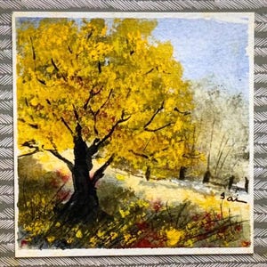 Paesaggio Dipinto ad acquerello originale Carta (non una stampa) Dipinto a mano Fatto a mano 5 pollici quadrati