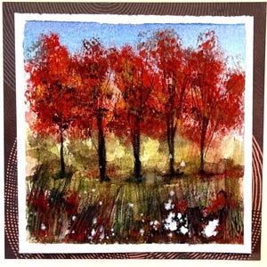 Alberi invernali Paesaggio Paesaggio Vacanza Acquerello originale Dipinto a mano (non una stampa) Paesaggio Dipinto Carta 6 pollici