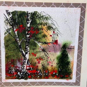 Landschapskaart originele aquarel handgeschilderd (geen afdruk) landschapsschilderij kaart 6 inch