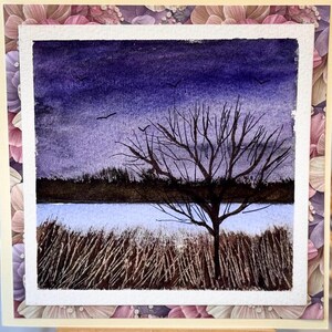 Alberi invernali Paesaggio Paesaggio Vacanza Acquerello originale Dipinto a mano (non una stampa) Paesaggio Dipinto Carta 6 pollici
