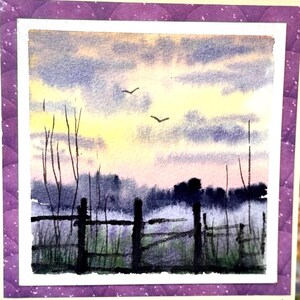 Alberi invernali Paesaggio Paesaggio Vacanza Acquerello originale Dipinto a mano (non una stampa) Paesaggio Dipinto Carta 6 pollici