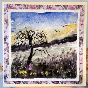 Alberi invernali Paesaggio Paesaggio Vacanza Acquerello originale Dipinto a mano (non una stampa) Paesaggio Dipinto Carta 6 pollici
