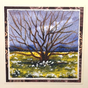 Paesaggio Rifiuti Arte Artigianato Locale Unico Natura Fiore Originale Acquerello Dipinto Carta (non una stampa) Dipinto a mano Fatto a mano 5 pollici quadrati